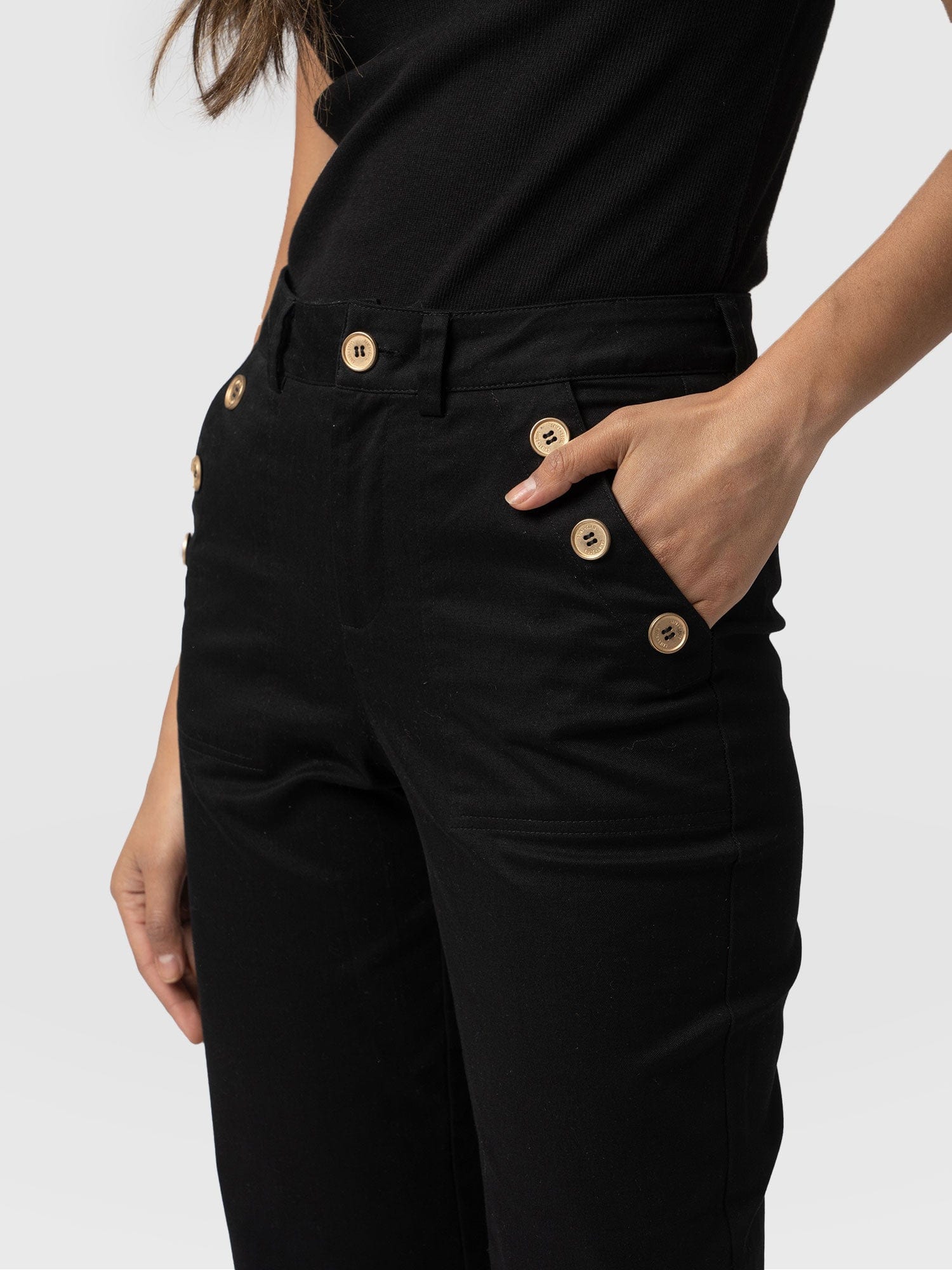 Gwen Chino Black - Women's Trousers | Saint + Sofia® EU